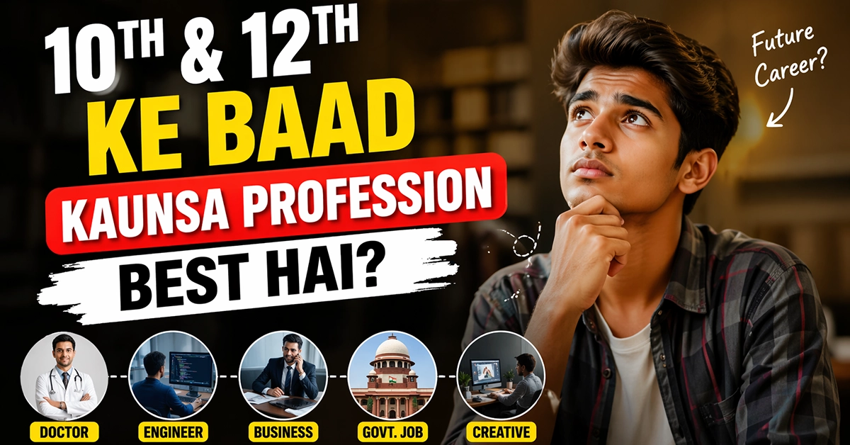 Student planning future career options after 10th and 12th with study desk and books